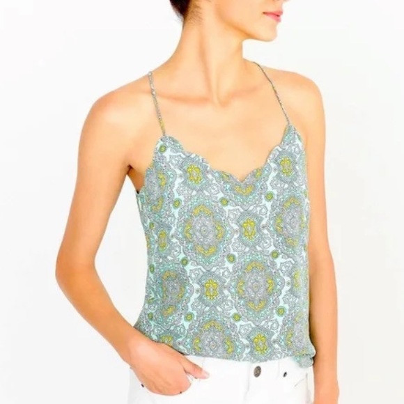 J. Crew Factory Tops - J Crew Factory Blue Paisley Print Scalloped Racerback Camisole Size 00